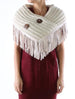 Button Embellished Cable Knit Wrap/Scarf Beige