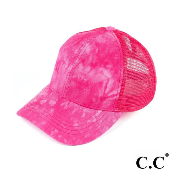 C.C Tie Dye Pony Cap Hot Pink