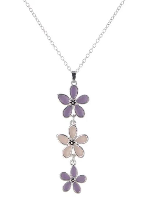 Seaglass Flower Pendent Necklace Lavender Tone