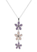 Seaglass Flower Pendent Necklace Lavender Tone