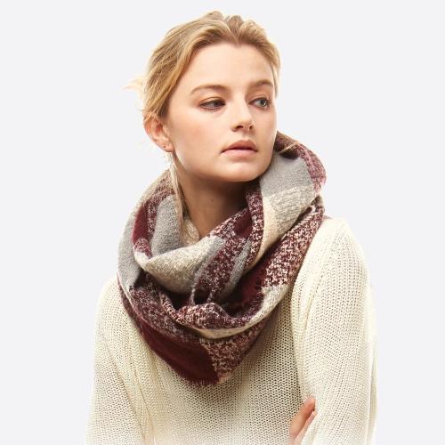Soft Touch Plaid Boucle Infinity Scarf
