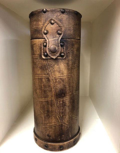 Faux Leather Look Vase/Vessel with Snap Close