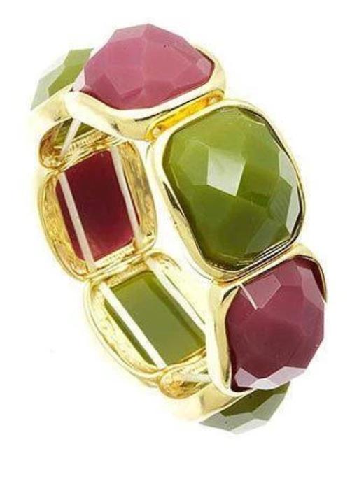 Faceted Homaica Stone Stretch Bracelet