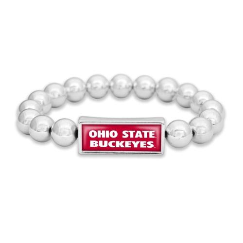 Silver Tone Stretch Bracelet with OSU Logo