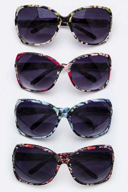 Floral Print Butterfly Sunglasses