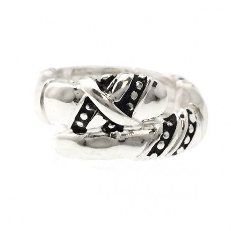 Stretchable Filigree Ring Antique Silver