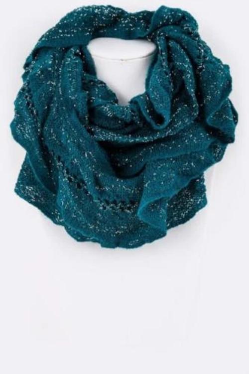 Lurex Ruffle Infinity Scarf Teal