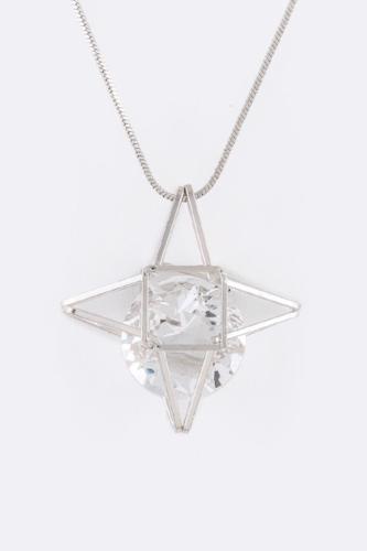 CZ Floating Star Pendant Silver