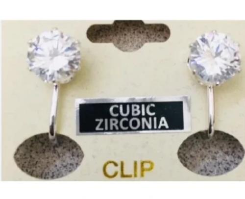 Silver CZ Clip Earrings