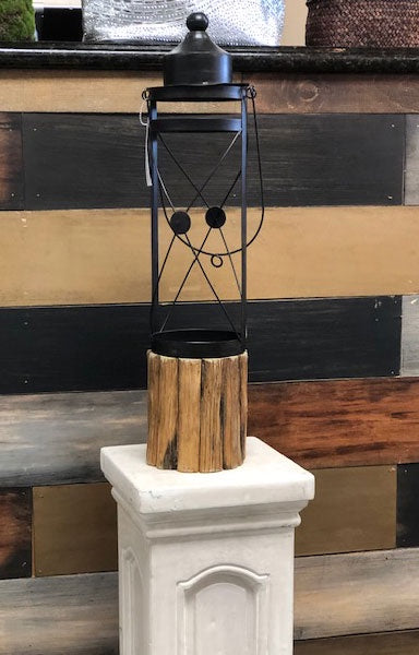 Wood Base Lantern