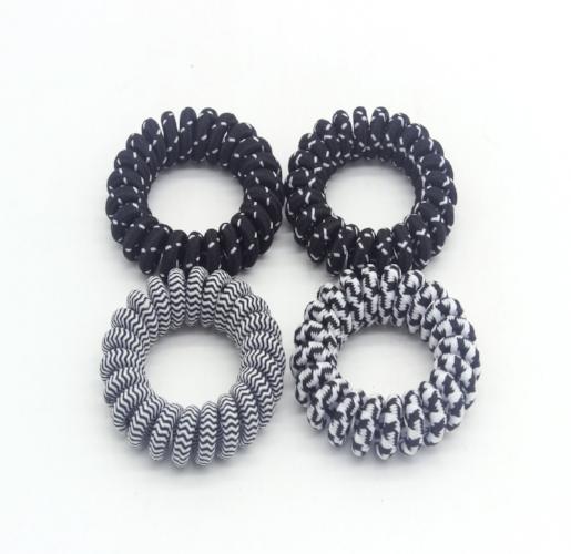 Set of 4 Spiral Hair Ties Black/White
