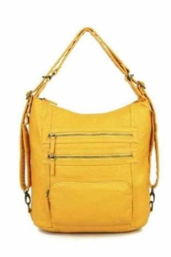 The Lisa Convertible Shoulder Bag/Backpack - Honey Mustard