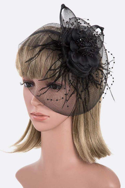 Oversize Flower Fascinator/Headband Black