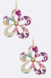 Floral Print Cutout Drop Earrings Pink