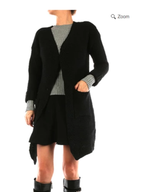 Knitted Sweater Cardigan with Pockets Black